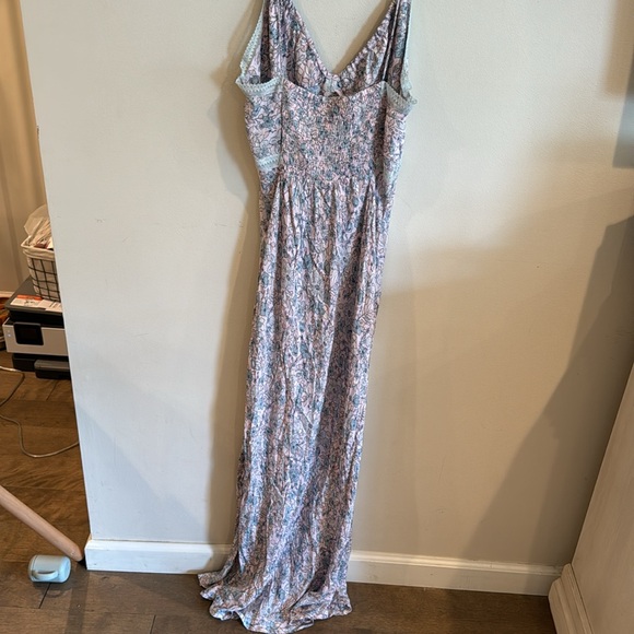 Free People Intimately All I Ever Wanted Maxi Floral Pink Blue Slit Dress large - Picture 10 of 10